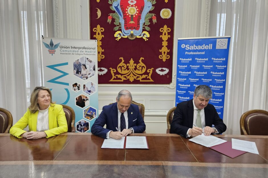 UNIÓN INTERPROFESIONAL Y BANCO SABADELL RENUEVAN SU ACUERDO DE COLABORACIÓN PARA REFORZAR EL APOYO A LOS COLEGIOS PROFESIONALES Y SUS COLEGIADOS